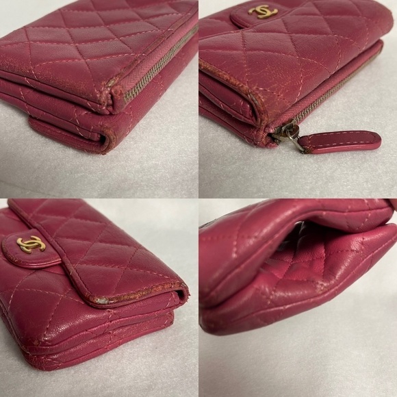 CHANEL Pink Flap Lambskin Leather Snap Card Holder Double Pocket Zip GHW - Picture 13 of 16